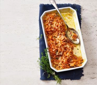 Rüebligratin mit Speckrahm